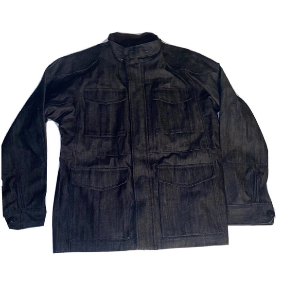 Gap Indigio Blue Denim Military Flannel Line Heavyweight Jacket Size Large Chore